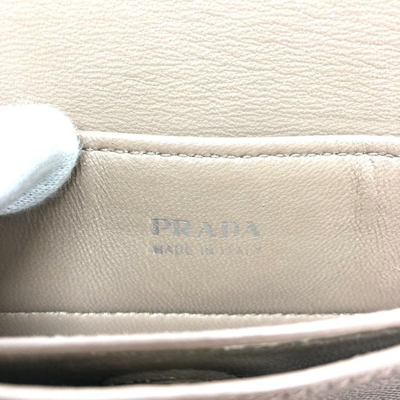 PRADA Cream Leather Saffiano Shoulder Bag - Picture 10 of 16